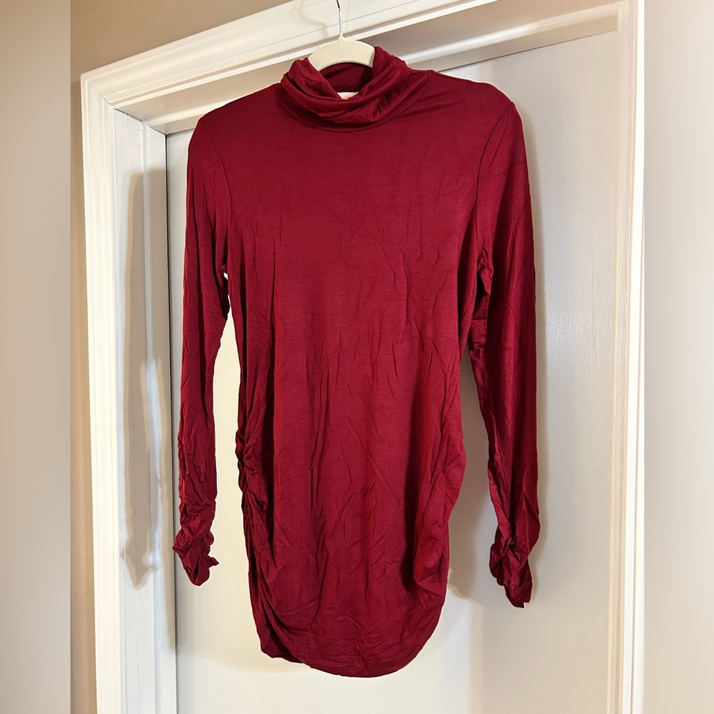 Burgundy Turtleneck Dress